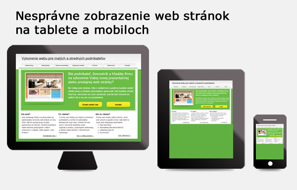Nesprávne zobrazenie web stránok  na tablete a mobiloch